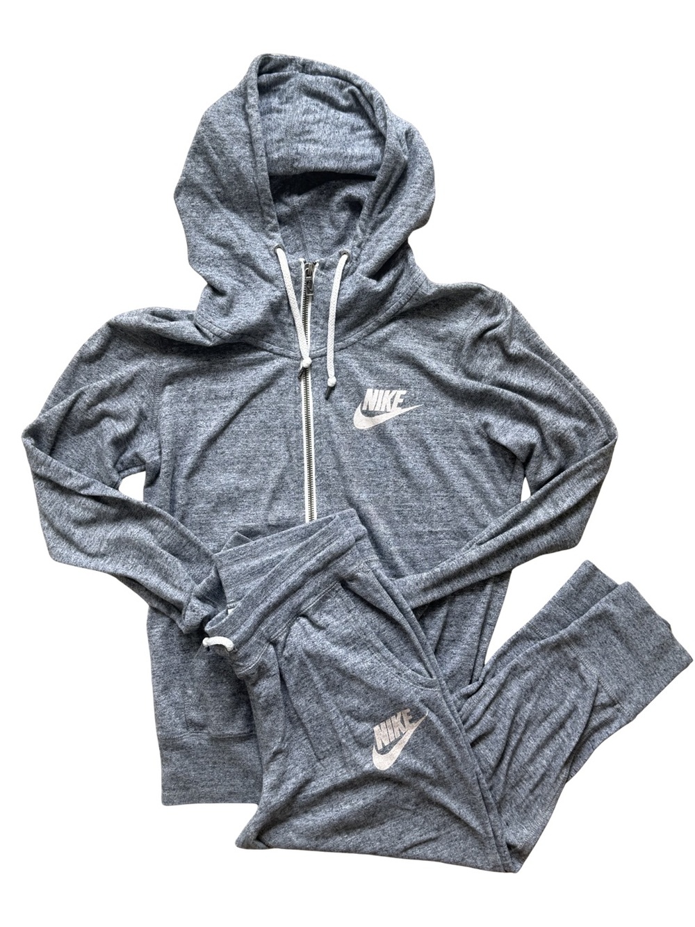 Nike Heather Grey Zip Hoodie & Capri Joggers Lounge Set